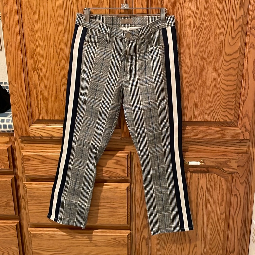 Mother denim NWOT blue, black, and white plaid print.